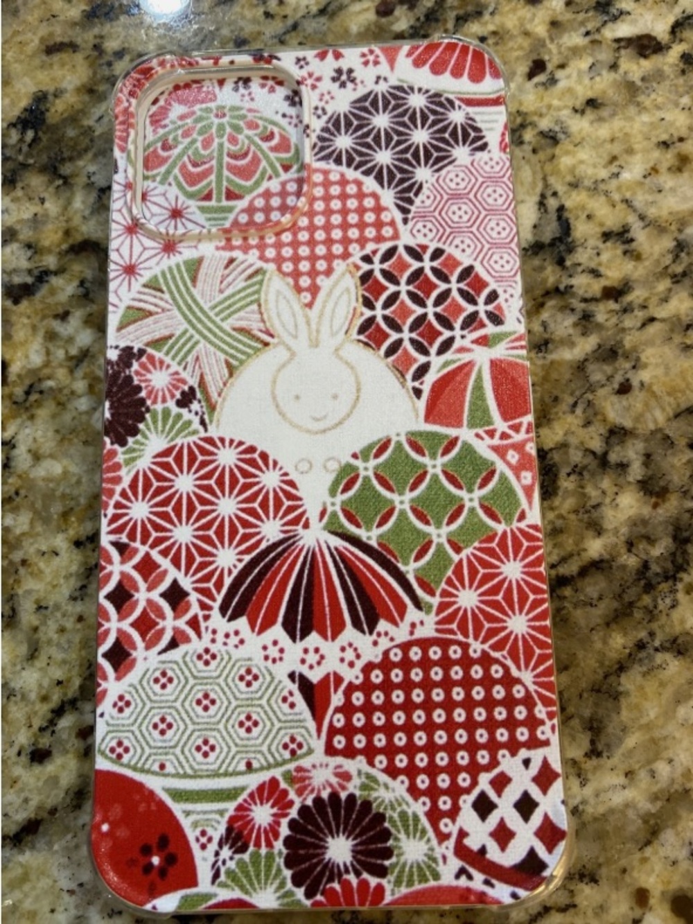 Decorative Red & Green Bunny Pattern Phone Case - Brand Unspecified
